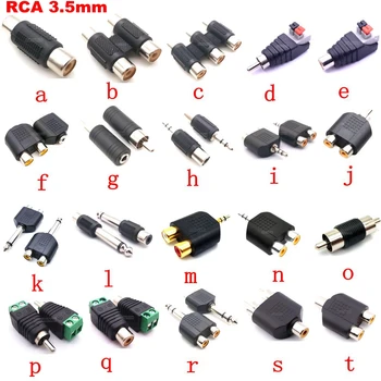 1 бр Безплатна доставка RCA Аудио адаптери штекерный connector RCA male female to RCA и 3.5 мм 6,35 мм моно и стерео жак male female