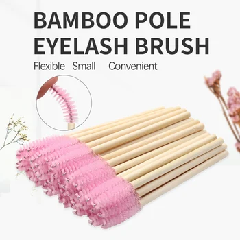 100шт за Еднократна употреба пискюл за вежди с бамбукова дръжка за грим