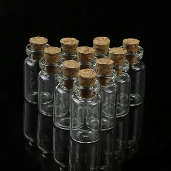 10шт Мини-стъклена бутилка Желания Флакон с корк корк Окачване за съхранение 0.5/1/2/ 20 мл