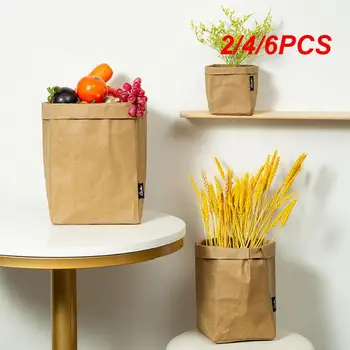 2/4 /6ШТ Сгъстено големи водоустойчива чанта за съхранение, моющийся Крафт хартиена торба, кухненски чанта за съхранение в хладилник, стоки за дома и хранене