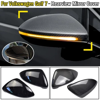 2 броя Капачки на Страничните Огледала за Обратно виждане Ярко Черен Калъф за Огледала за VW Golf Golf 7 7.5 Golf R GTI Touran R-Line