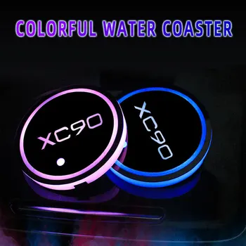 2 елемента Автомобилна 7 Цветна Интелигентна led чаша за вода, Светещ поставка за Volvo XC90 Auto Access Soris