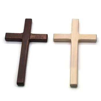 2 елемента Дървени кръстове ръчно изработени Разпятие на Исус Христос Декорации Изработка на религиозни суспензии-талисмани
