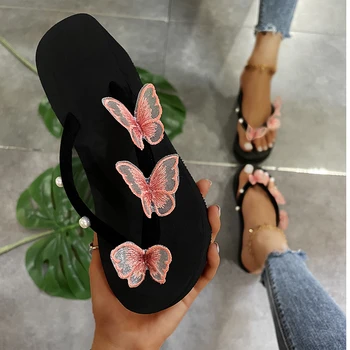 2023 Нова лятна връхни дрехи Matsuke Bottom Beach Butterfly Pearl, сандали, предлага се в няколко цвята