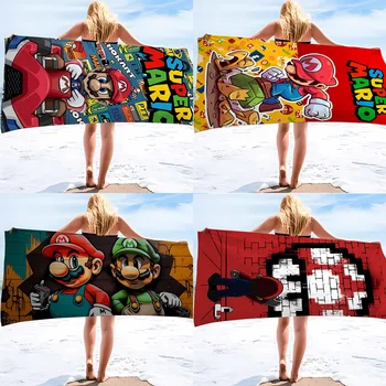 2024 кърпи за баня Super Mario Bros от микрофибър с шарките на Марио, халат за Баня, Зимна Баня, Плажна кърпа Детско, Сладки Подаръци за Рожден Ден