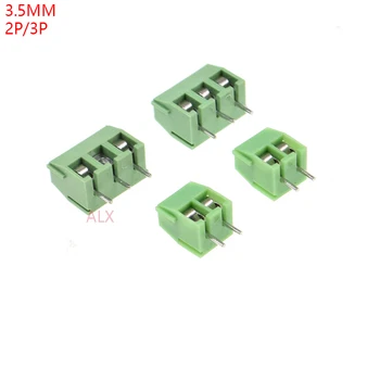 20PCS kf350-3.5-2P 3P стъпка 3,5 MM пряк между пръстите конектор клеммной подложки за печатни платки 2PIN 3PIN зелен KF350 3.5 2P KF350-2Т