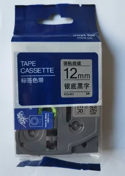 2x WZE-931, черен на сребро, касета с етикет на лента 12 мм за этикетировочной машина Brother TZE