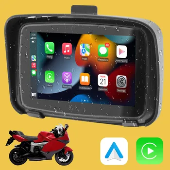5-инчов GPS навигатор за мотоциклети Водоустойчив дисплей Carplay за мотоциклет Безжичен Android Auto IPX7 GPS-екран Apple Carplay