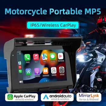 5-инчов преносим GPS навигатор за мотоциклети Carplay Display Екран мотоциклет Водоустойчив Безжичен Android Auto IP65 GPS Екран