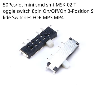 50 бр./лот mini smd smt GMT-02 Барабанен 8pin Вкл./Изкл/Вкл 3-позиционен ползунковые ключове за MP3 MP4