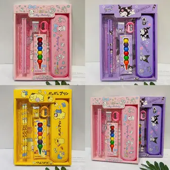 6 Кутии Cartoony Набор от офис консумативи Sanrio Кутия за Моливи Kuromi Melody Разход на Набор от офис консумативи Crayon Подарък Кутия Канцеларски материали на Едро