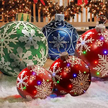 60 см Открит Коледно Украсени с Надуваем Балон PVC Гигантски Големи Топки Коледа Коледни Декорации Играчка Топка, Без Светлина Декорация