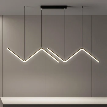 Led окачен лампа Wave, Скандинавски окачен лампа 35 см, проста линейна лампа, Енергоспестяващ линеен окачен лампа за кухня, трапезария