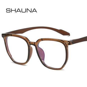 SHAUNA Ретро Многоугольная Квадратни рамки за очила, Дамски очила с прозрачни анти-синя светлина, Мъжки слънчеви очила с нитове, Оптични рамки