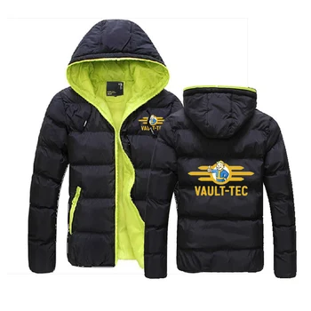Vault Tec Video Men / Новата есенно-зимни дрехи с принтом за отдих, топла, с качулка, популярна шест-цветен дрехи с памучна подплата, палто