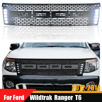 Автомобилни Модифицирани грил Скара Състезателни Решетки на Окото Маска Предна Броня С Led DRL Подходящ За Пикап на Ford Ranger Wildtrak T6 2012-2014