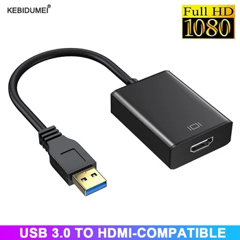 Адаптер USB-HDMI HD 1080P Конвертор, съвместим с USB 3.0-HDMI, външен USB адаптер, кабел видео карта за настолен лаптоп