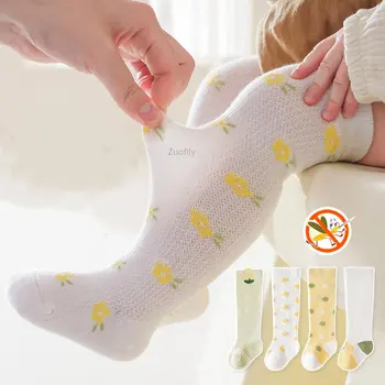 Бебешки Сладки памучни чорапогащи, мультяшные дантелени чорапи за момичета, чорапи до коляното за новородено, лятна окото гамаши за деца