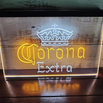Бирария Corona Extra, двуцветен led неонова реклама, 2 цветни дисплея
