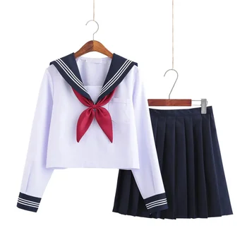 Бяла училищна форма на Японския клас, училищни униформи моряк на военно-морския флот, студентски дрехи за момичета, аниме, моряк костюм на военно-морския флот COS