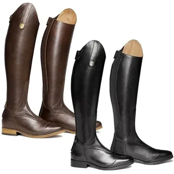 Високи ботуши за езда, Кожени обувки на водача до коляното, средновековен костюм конник с дълги обувки и широк голенищем за жени за езда