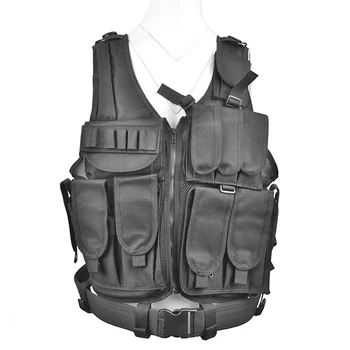 Годишният тактическа жилетка с дишаща мрежа, мултифункционален жилетка, Черна Двойна чанта в стил милитари, предпазни средства за фенове на Cs