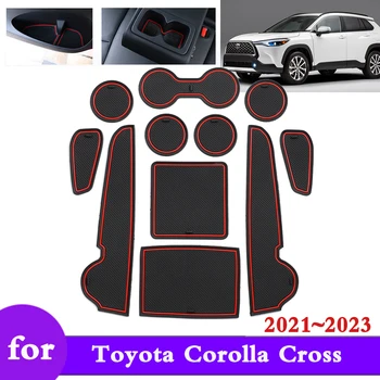 Гумена Подложка Groove Cup за Toyota Corolla Cross XG10 2021 2022 2023 Противоскользящий Мръсен Слот Hole Pad Етикети, В Стила на Автомобила Аксесоари