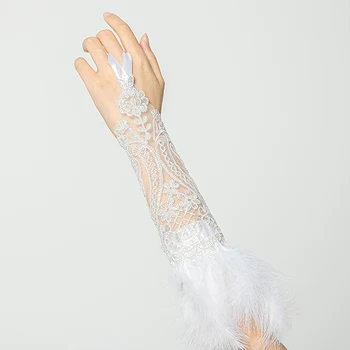 Дамски ръкавици без пръсти с дълги кружевными пера, гривна, готическата окото маншет, Сватбени Аксесоари за парти в чест на Хелоуин, 1 бр.
