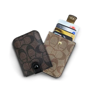 Дамски чанта за карти с катарама във формата на буквата C, модни тънка визитница за кредитни карти, малък портфейл за монети, чанти-държачи за съхранение на монети
