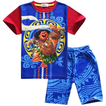 Детски Бански Kids Ocean Момче с къс ръкав, Cosplay Моаны, риза Мауи, Шорти, Панталони, Купальная шапчица, костюми, бански, бански