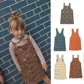 Дрехи за малките момичета 2023 MP Зимата рокля на спагети презрамки за момичета, рокля комбинация с цветя модел, дрехи за момиченца, дрехи за малките момичета, от 1 до 10 години