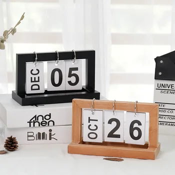 Дървен ретро домашен календар за кафе, маса за Декоративни домашни декорации, настолен планер 