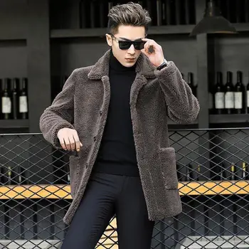 Есен-зима 2021, мъжко палто, вельветовое палто от изкуствена кожа на норка в ретро стил, дълго палто