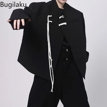 Есен нова яке с каишка в китайски стил, мъже нерегулярная свободна модерно яке