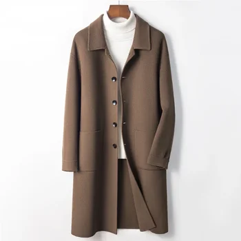 Есенно-зимния бизнес мъжко палто със средна дължина, със свободен яка, однотонное палто със средна дължина