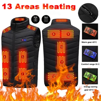 Жилетка с топъл 13 зони, електрическа, топлинна дрехи, жена electric USB-нагревател, тактическа яке, утепляющее тялото палто 6XL за улицата