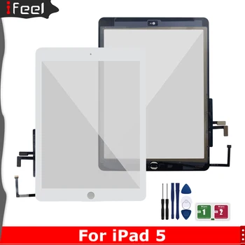 За iPad Air 1 iPad 5 A1474 A1475 A1476 Сензорен екран Дигитайзер с бутон за Смяна на преден стъклен панел на дисплея