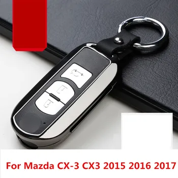 За Mazda CX-3 CX3 2015 2016 2017 Калъф за ключове от колата, цинк сплав + кожен калъф, чанта за ключодържател, набор от кожа аксесоари за автомобили