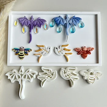 Изискани и Уникални шарки във формата на дракон/Пчелите/ лястовици, форми от полимерна глина, инструменти за рязане на обеци ръчна изработка, производство на бижута със собствените си ръце