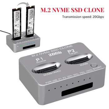 Клонинг на SSD-диск M. 2 NVME с две отделения USB3.2 Type C За външен твърд диск M/B M Key М. 2 М. 3 NVME PCI-E NVME докинг станция Gen2X 20 gbps