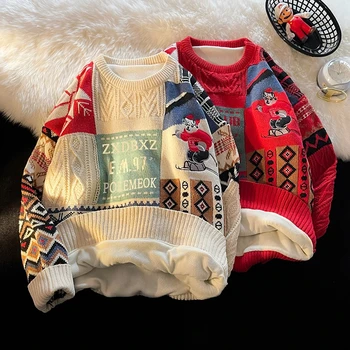 коледен пуловер С кръгло деколте, Пуловер За мъже, Мъжки Текстилен Жилетки, трикотажни изделия, Топло и Ежедневни Облекла В Корейски стил, монтиране топ, набит