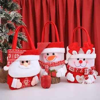 Коледна украса Cartoony Дядо Коледа, Снежен човек, Лосове, Подарък чанта, Коледна декорация, Детски подарък чанта, Торбичка за бонбони, Коледна чанта