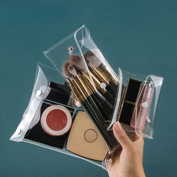 Косметичка-органайзер, козметични чанти, пътни преносима пискюл, определени за съхранение, Прозрачна дръжка за миене на тоалетни принадлежности от PVC
