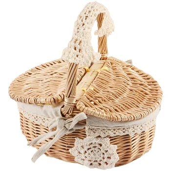 Кошница от ракита ръчна изработка на Плетени Туристическа кошница за пикник Кошница за пазаруване и дървени мебели кошница за пикник