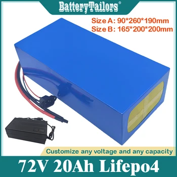 Литиева батерия 72V 20Ah lifepo4 дълбоко цикъл с BMS за 1500 W 2000 W мотор скутер Триколка мотор + зарядно устройство 3A