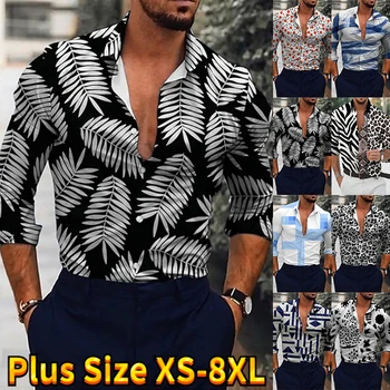 Луксозна Мъжка риза С флорална Ежедневните принтом, Однобортная риза, Нова Тенденция риза, Мъжка риза, Върхове за бала, Мъжки дрехи XS-8XL
