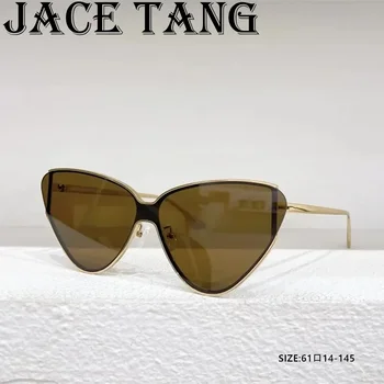 Луксозни маркови слънчеви очила в триъгълна метална рамка, женски котешки очи, стръмни извънгабаритни fashion слънчеви очила с високо качество с оригиналните кутии