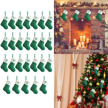 Малко вязаный Коледни чорапи с бродирани букви, Коледна декорация за партита Навидад 2022, Коледни декорации за вкъщи