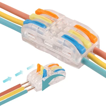 Мини-Быстроразъемный съединител за кабели Универсален компактен 2/3-пинов свързване на притискателния блок, 1 вход, няколко изхода с крепежным дупка