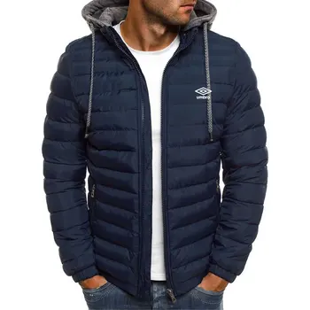 Модерен и универсален нови есенно-зимни мъжки паркове, однотонная памучен яке с качулка, когато е топло яке, мъжки яке